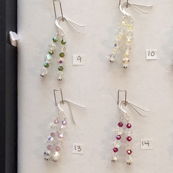 Handmade Line Sterling Silver Crystal Earrings - Picture 7 of 12